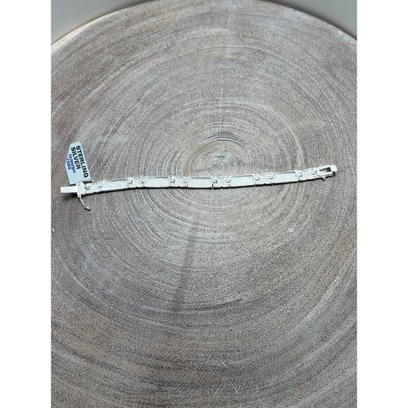 Gold Tone Link Sterling Bracelet Modern Minimalist - Picture 5 of 6